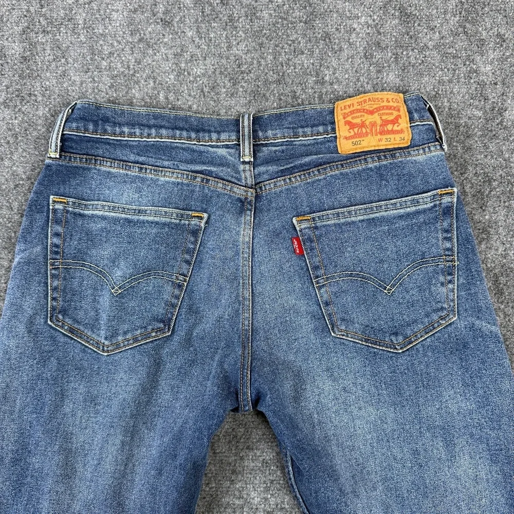 Levis‎ 502 Regular Taper Jeans Mens 32x34 Blue Stretch Denim Medium Wash
